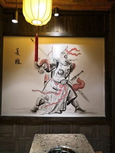 梧州餐厅旺城广场小龙坎老火锅墙绘11